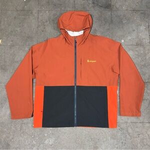 Cotopaxi Cielo Rain Jacket Mens XL Orange Black Color Block Lightweight EUC!!